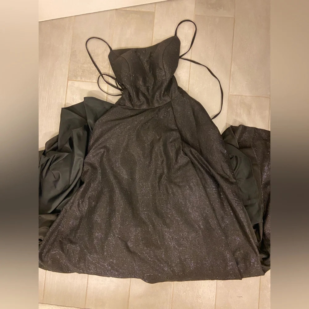 Ieena by Mac Duggal Sparkle Halter Ball Gown Black Size 4